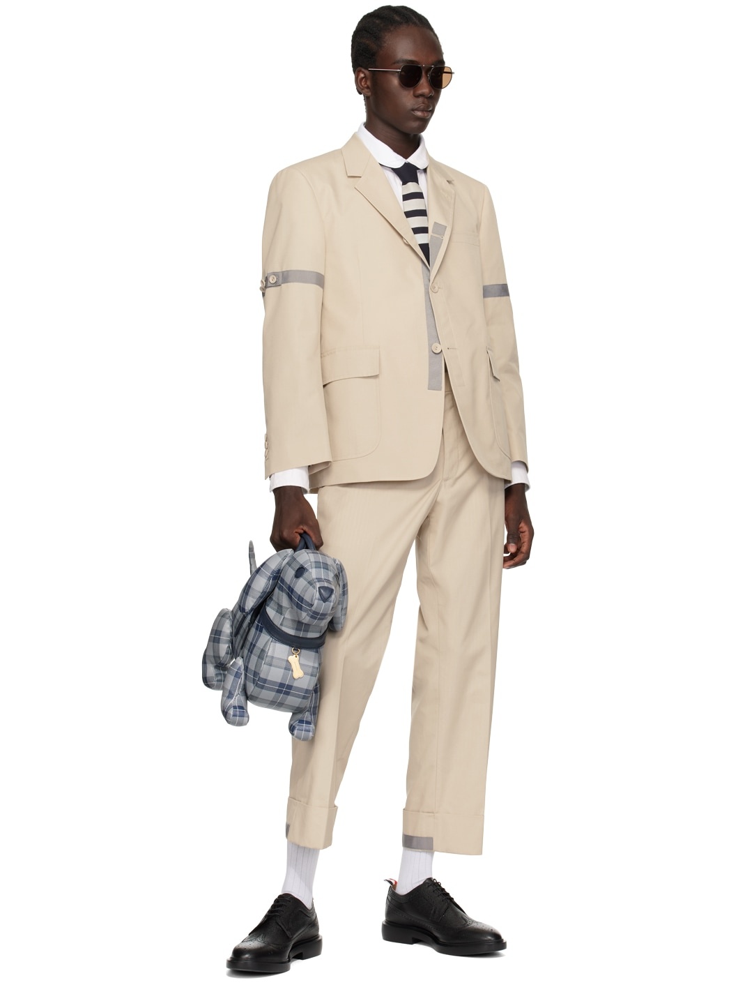Beige Backstrap Trousers - 4