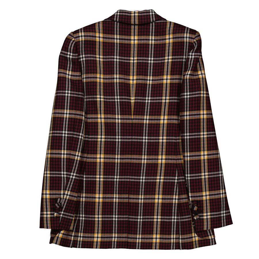 Burberry Ladies Burgundy Check Wool Twill Blazer - 2