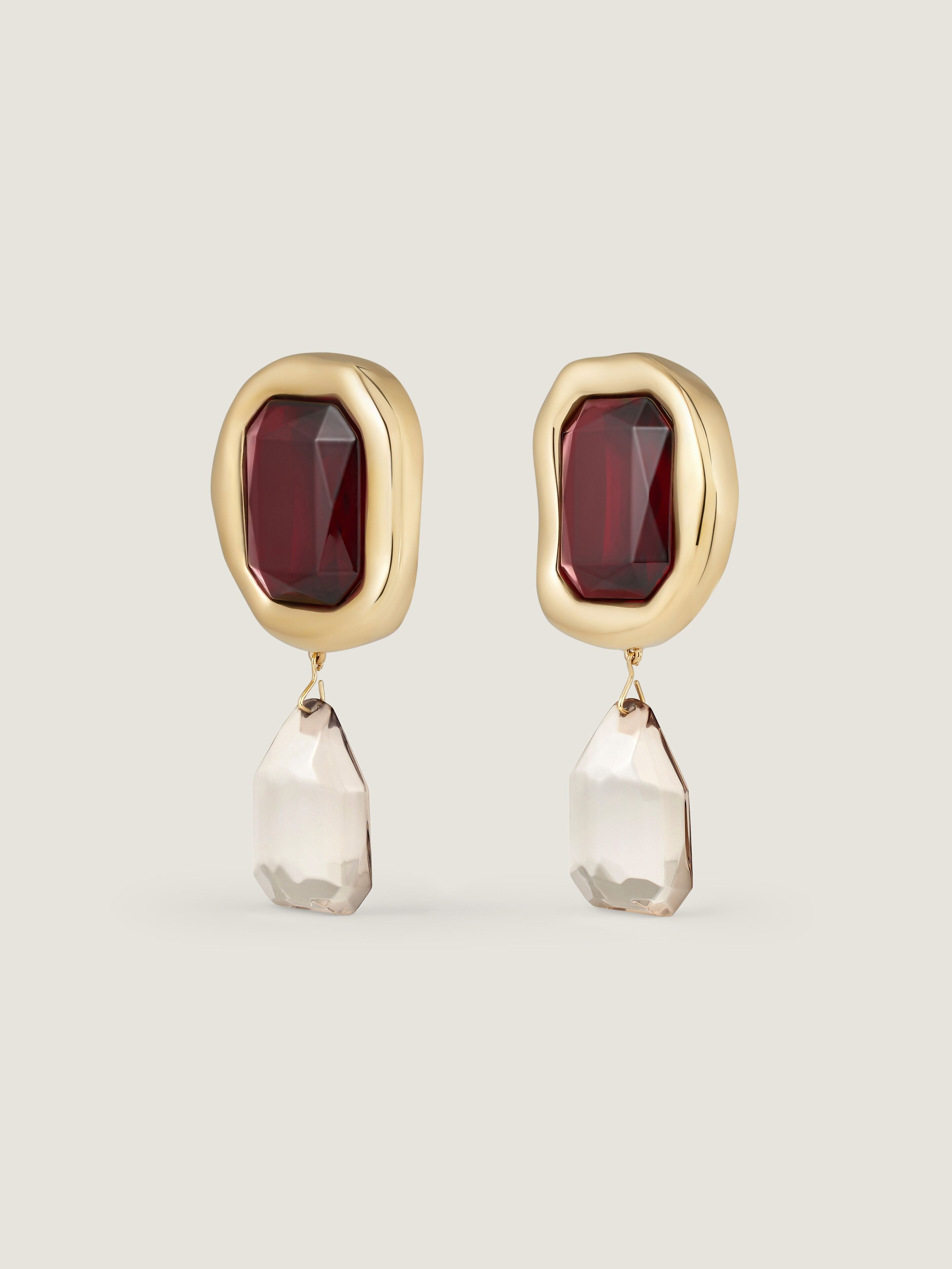 SCULPTURAL CRYSTAL CLIP EARRINGS IN METAL AND CRYSTALS - 3