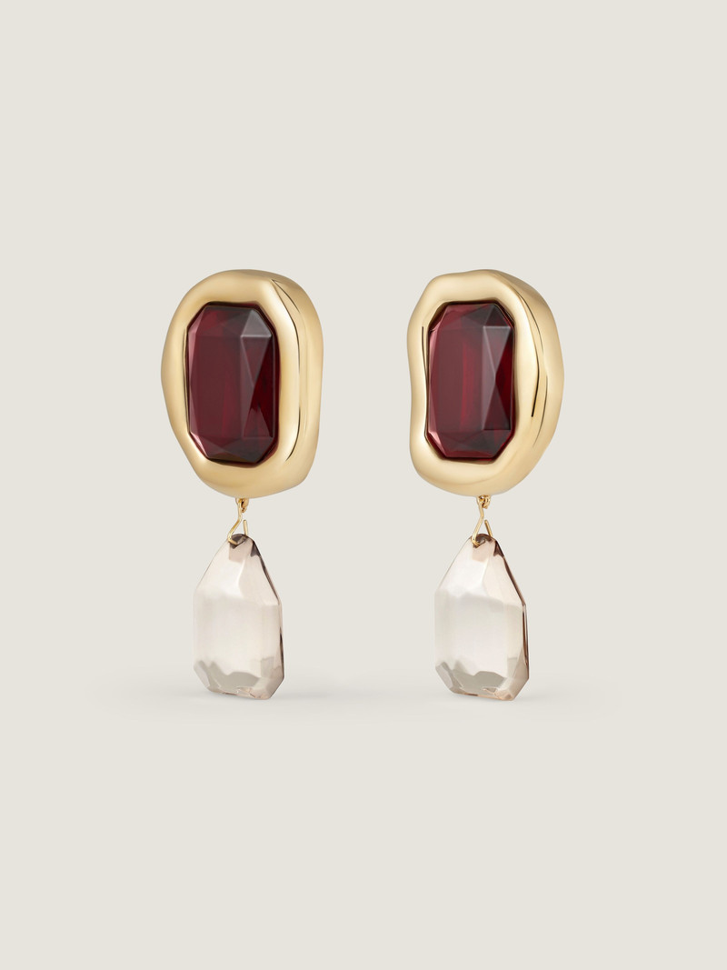 SCULPTURAL CRYSTAL CLIP EARRINGS IN METAL AND CRYSTALS 3
