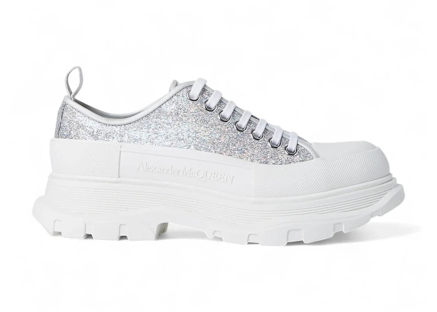 Alexander McQueen Tread Slick Low Lace Up White Silver - 1