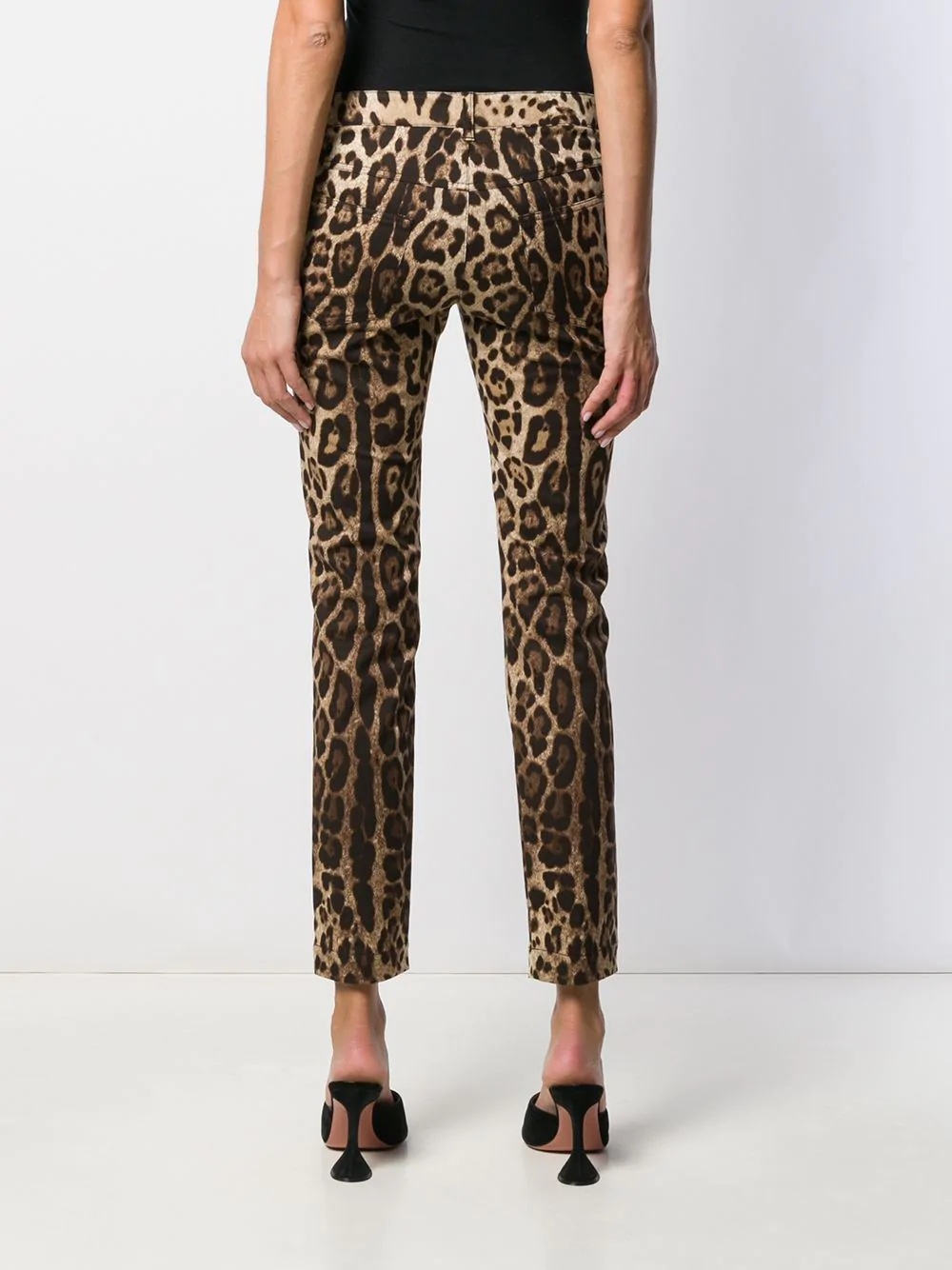 leopard print cropped jeans - 4