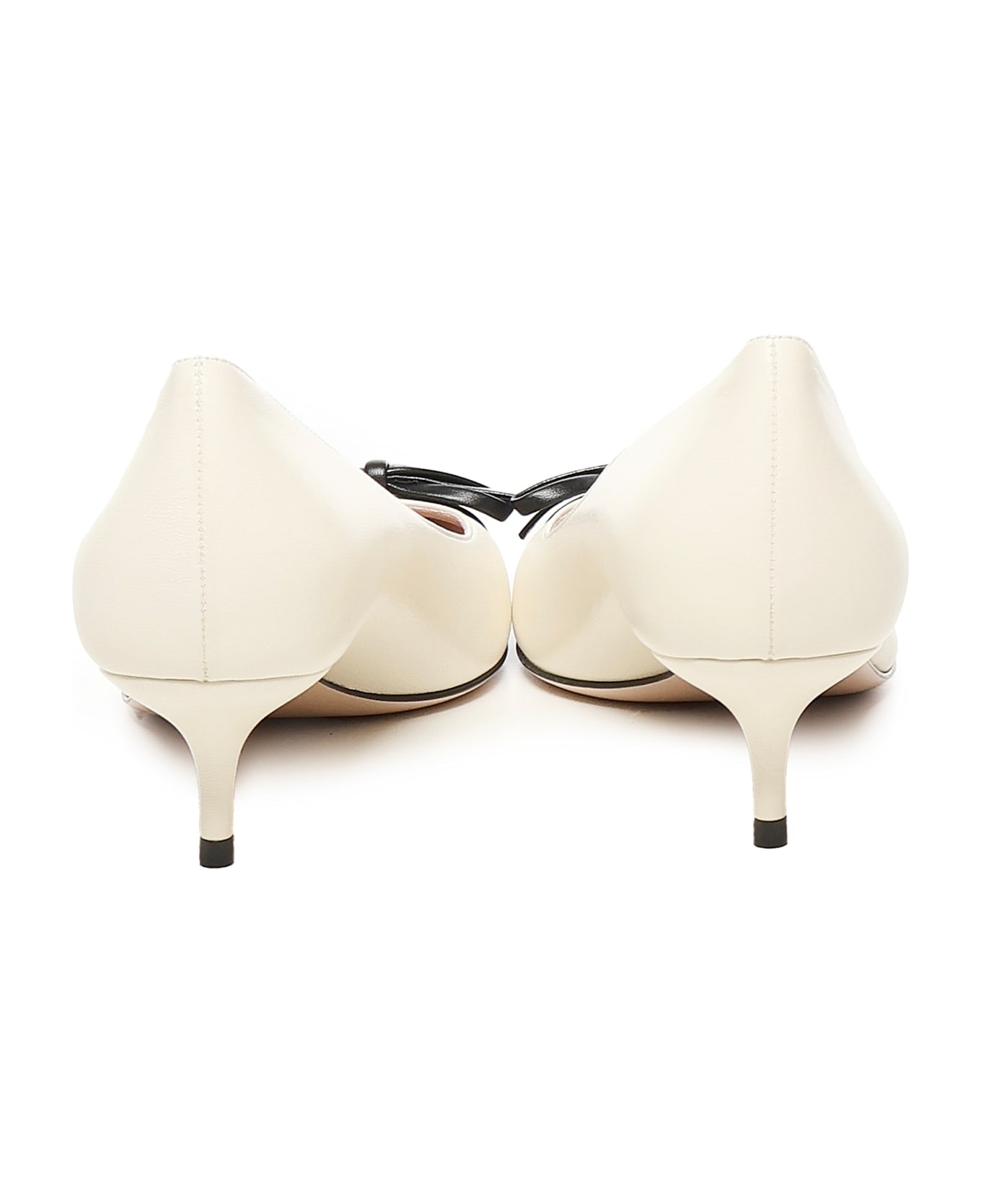 White Leather Vlogo Pumps - 3