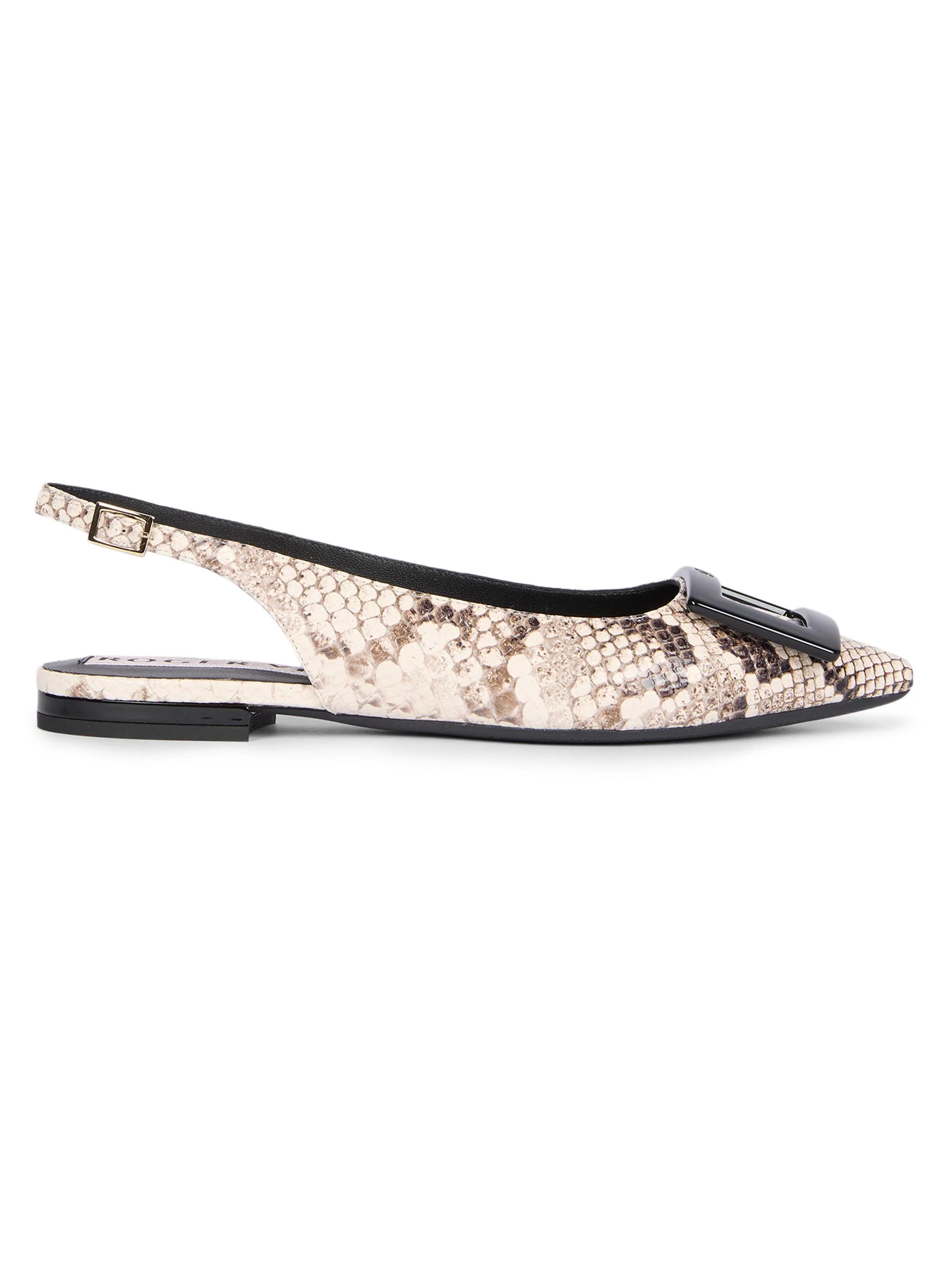 Women's Gommettine Snakeskin-Embossed Leather Ballerina Flats - Cire - 1