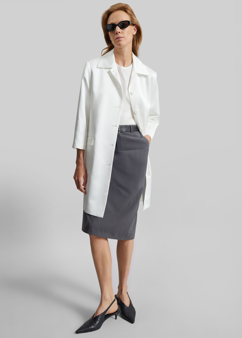 Vavin Satin Long Jacket - White 4