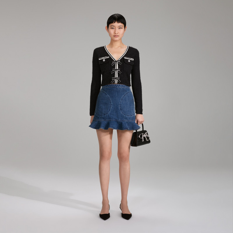 Black Melange Knit Cardigan 1