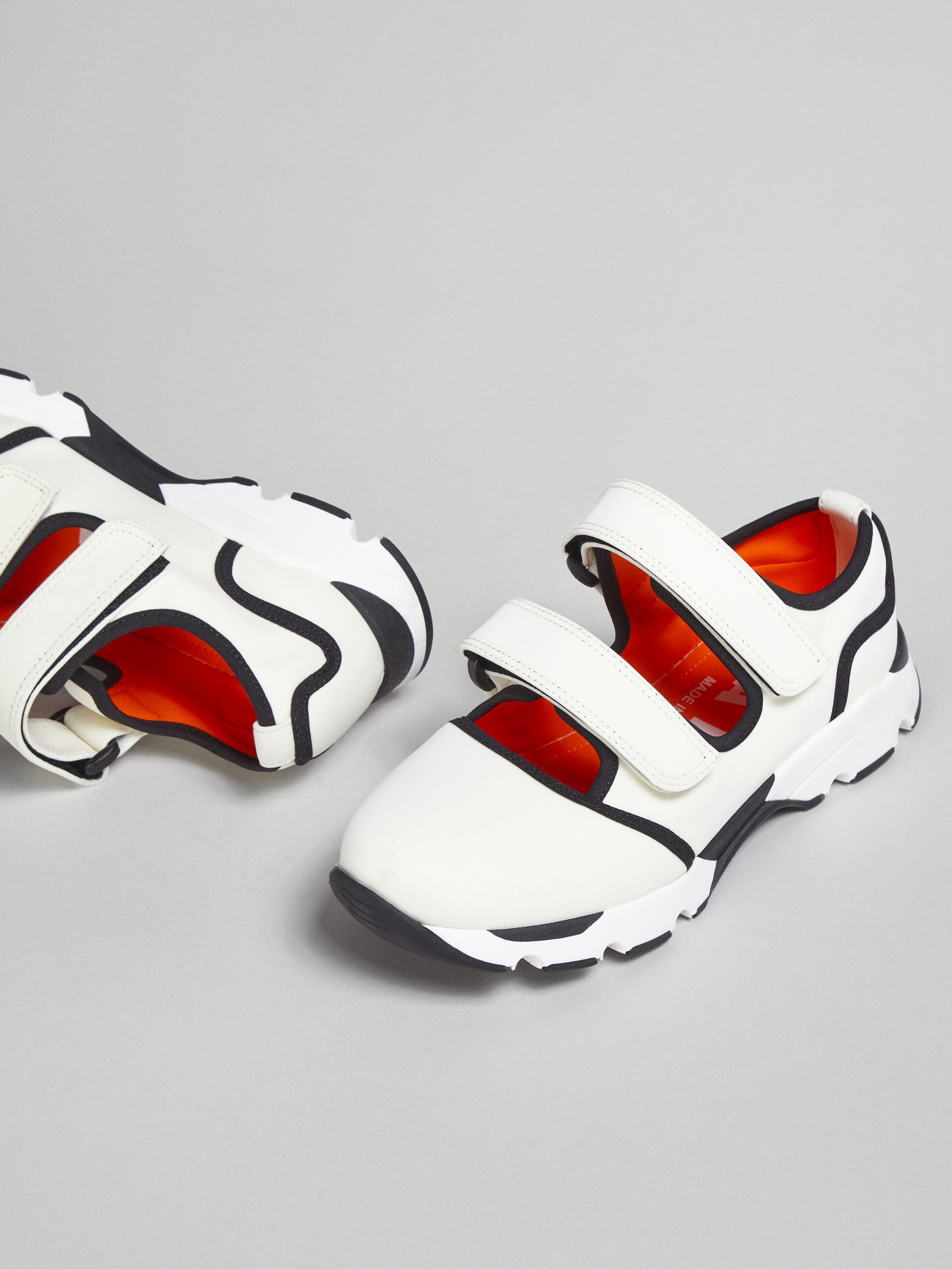 WHITE TECHNO FABRIC SNEAKERS - 5