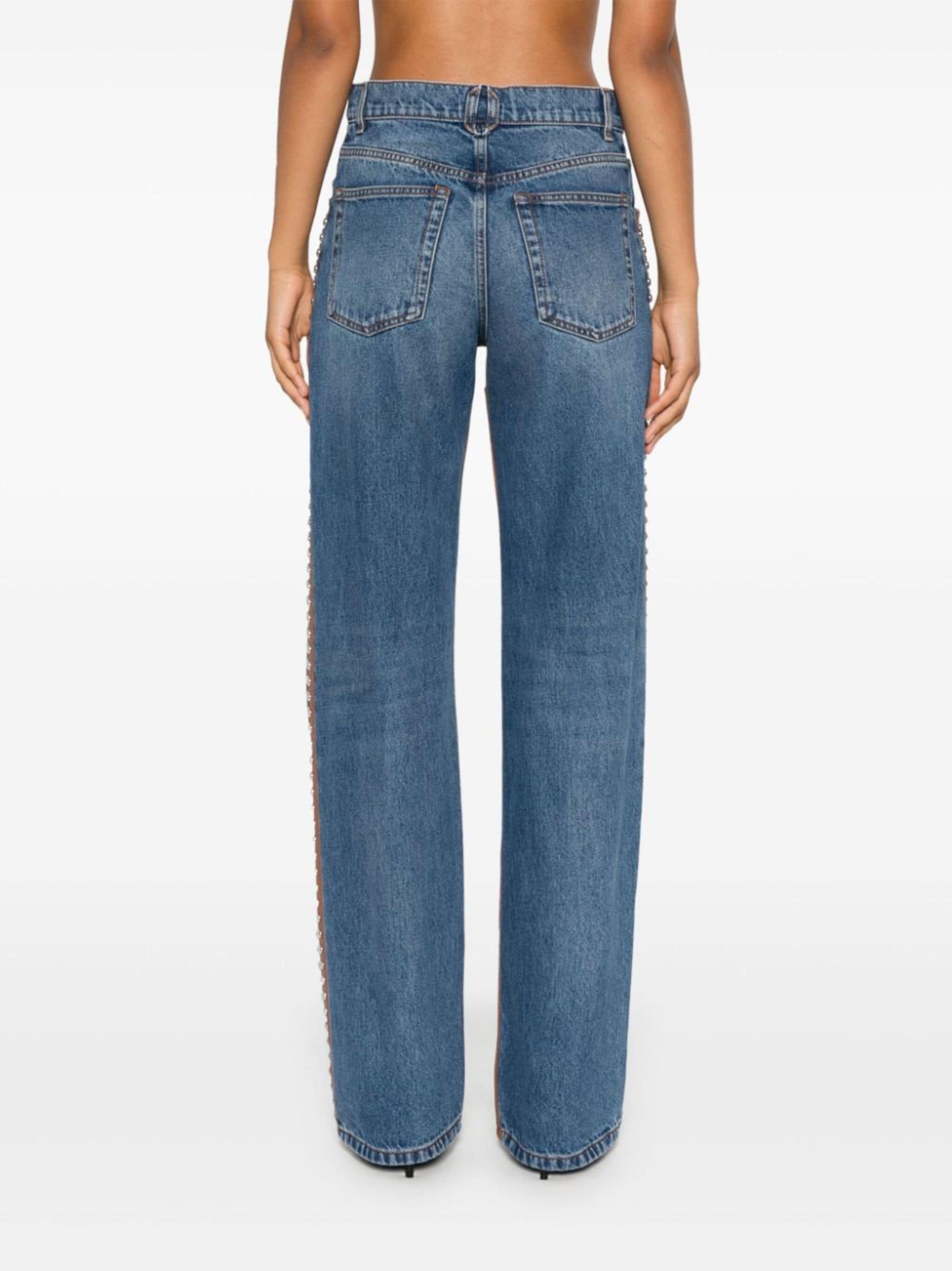【24SS NEW】Stella McCartney / Chaps High-Rise ジーンズ Women Blue Chaps Embroidered Straight-Leg Jeans | Stella