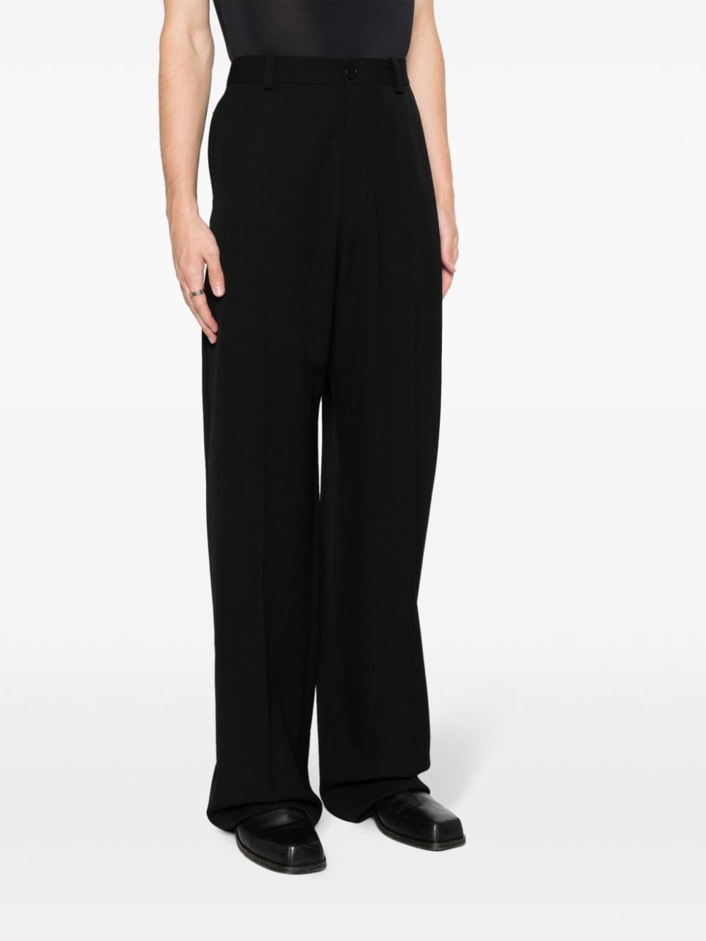 wide-leg wool trousers - 4