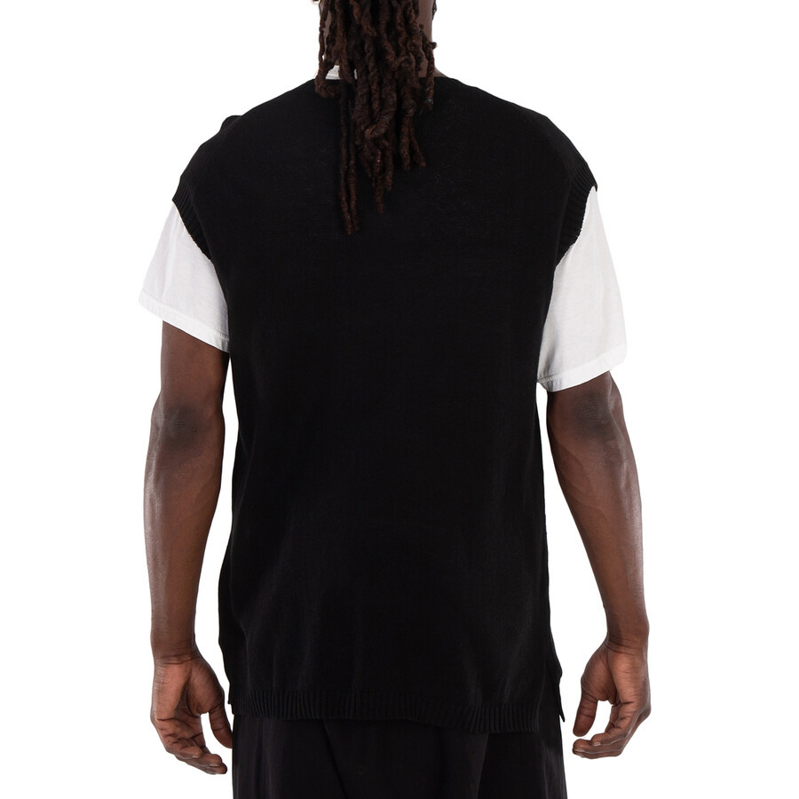 Yohji Yamamoto 7G Switch Border Switch V-Neck Vest, Brand Size 3 (Medium) - 3