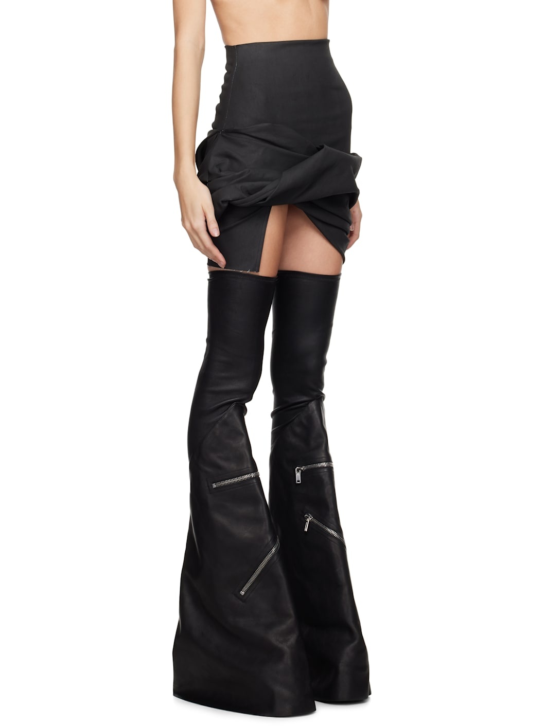 Black Porterville Draped Denim Miniskirt - 2