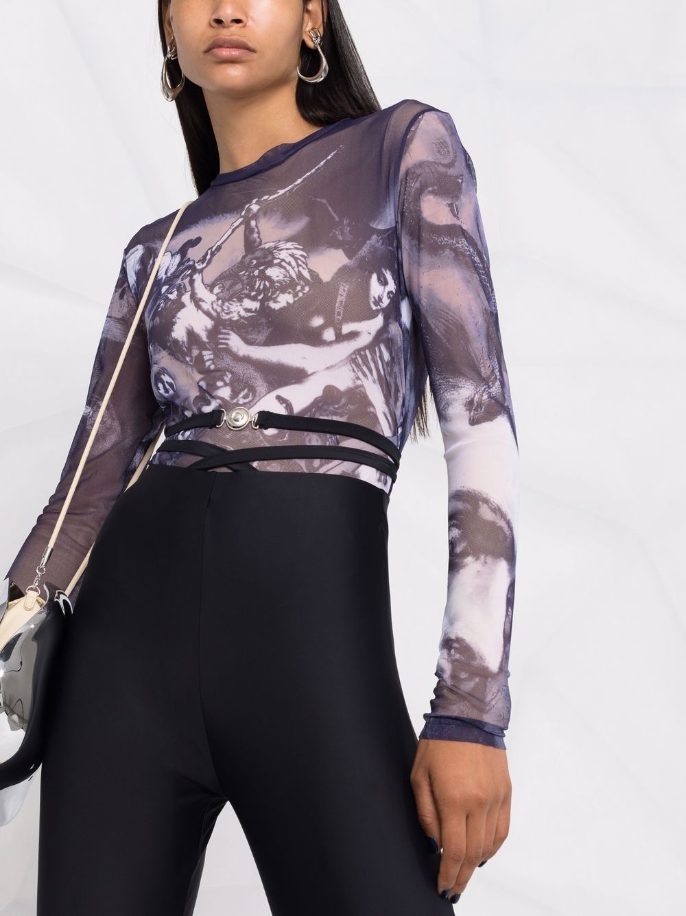 sheer graphic-print top - 9