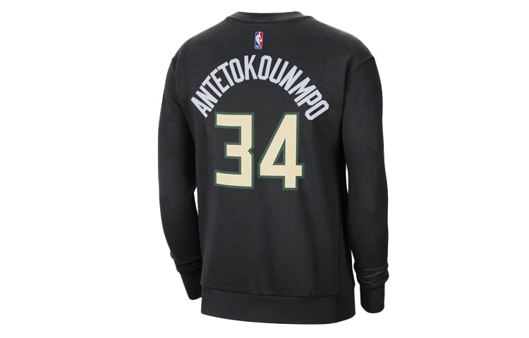 Air Jordan NBA Milwaukee Bucks Sports Fleece Round Neck Black DC0814-010 - 2