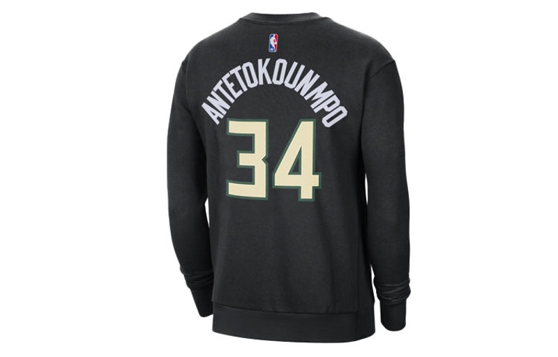Jordan Air Jordan NBA Milwaukee Bucks Sports Fleece Round Neck Black DC0814-010 outlook
