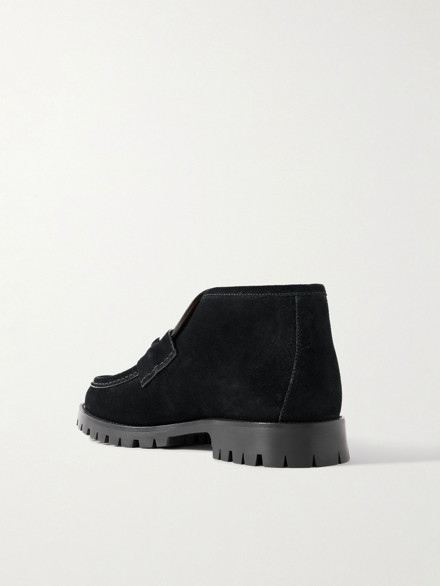 Horsebit-Embellished Suede Ankle Boots Black - 4