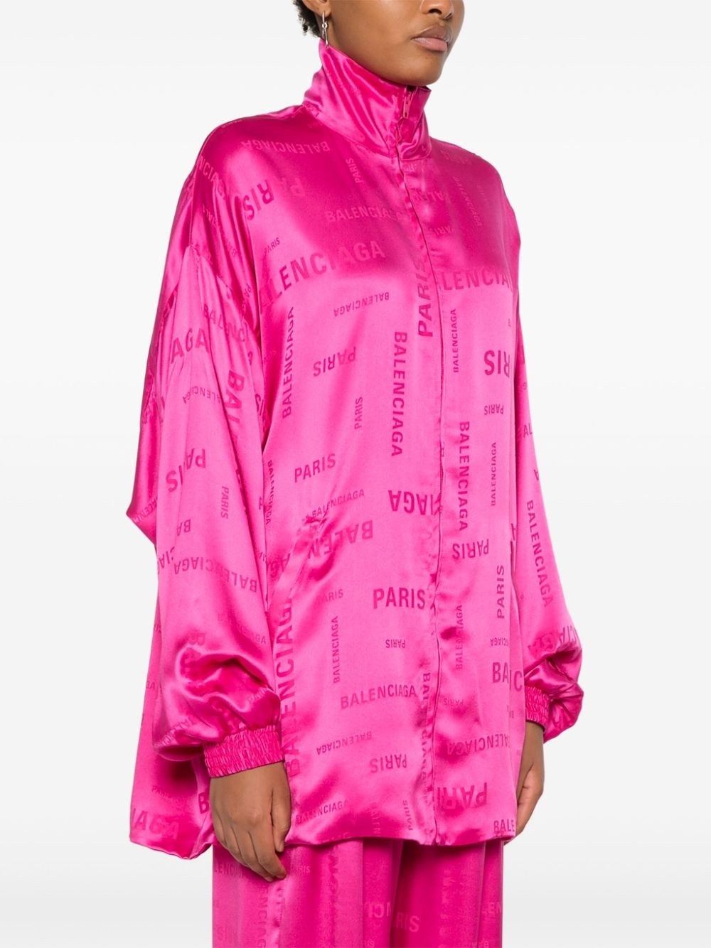 logo-jacquard silk track jacket - 3