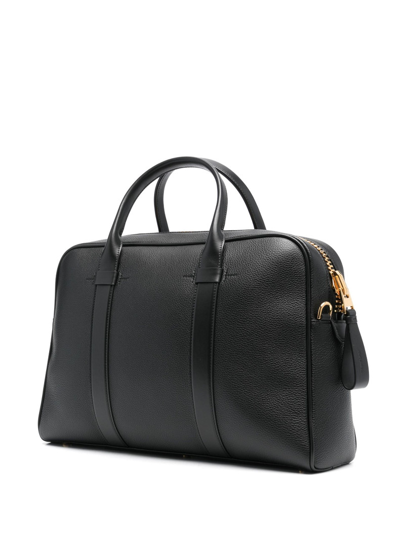 TOM FORD BlackGrained Leather Tote Bag outlook