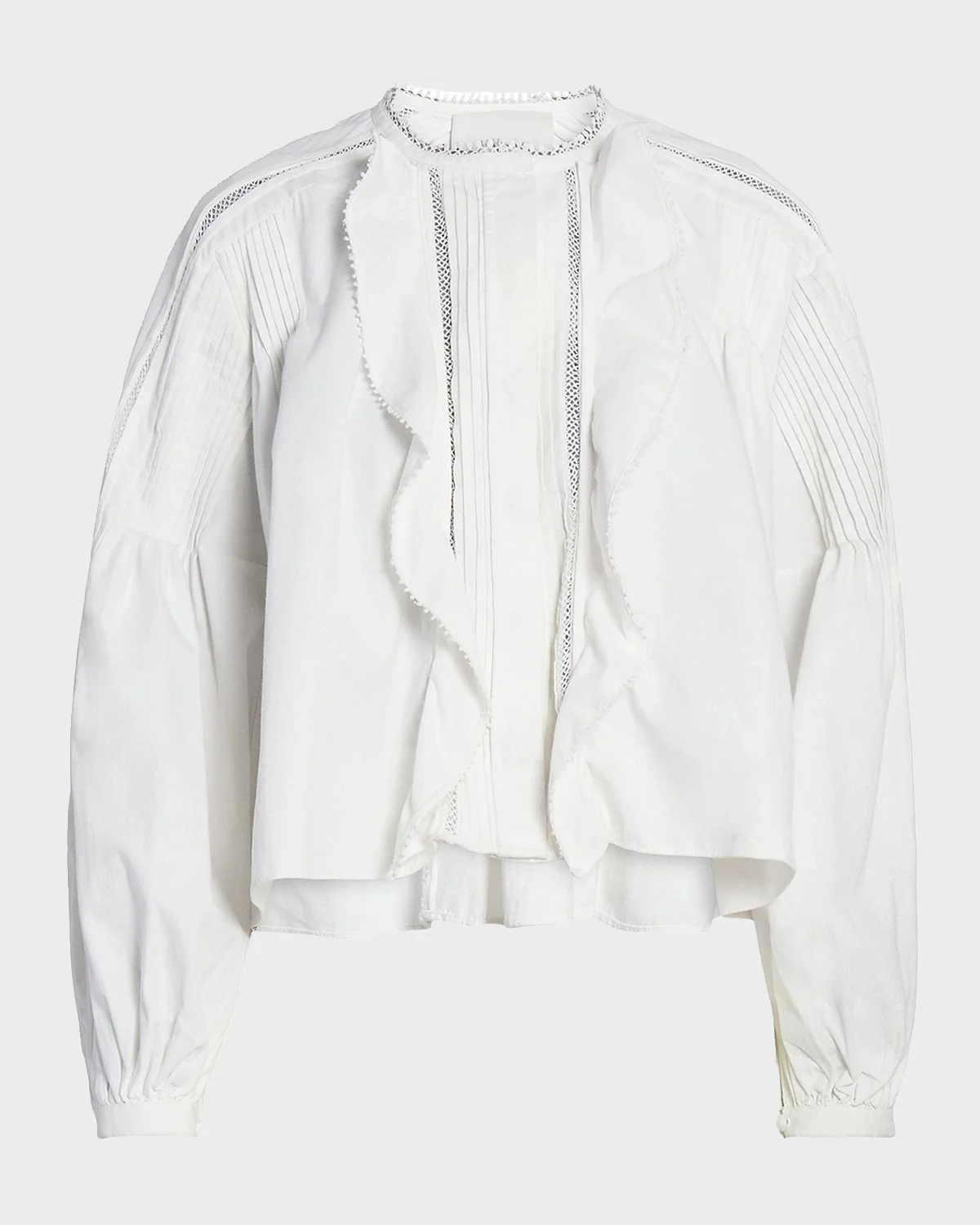 Cubraly Lace-Trim Ruffled Cotton Top - 1