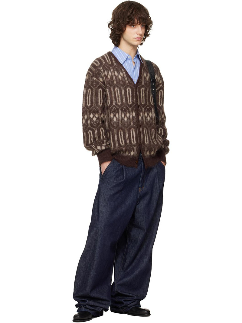 NEEDLES Burgundy Mohair Geometric Cardigan outlook