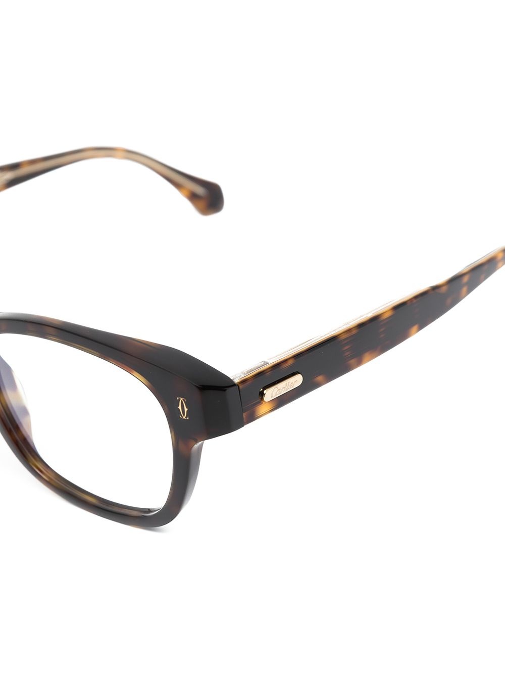 tortoiseshell effect round-frame glasses - 3