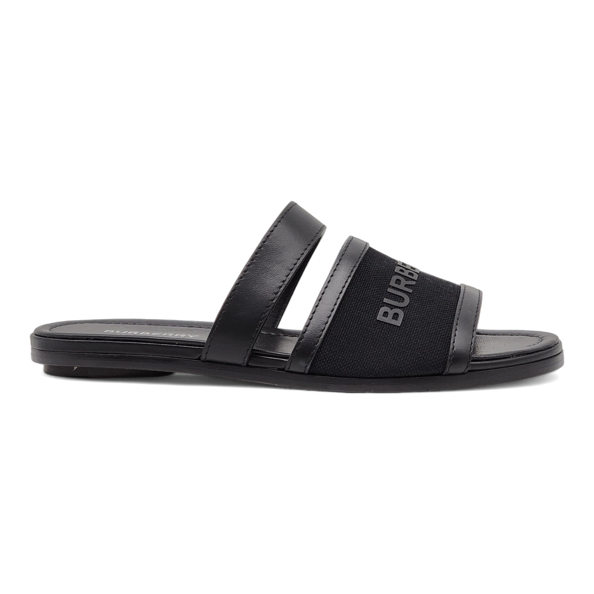 Burberry Honour Canvas and Leather Flat Sandals in Black - 3