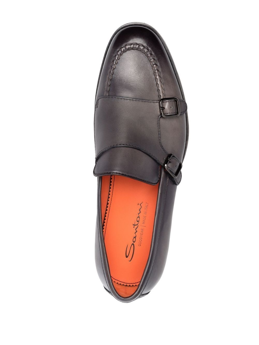 double-buckle leather monk shoes - 4