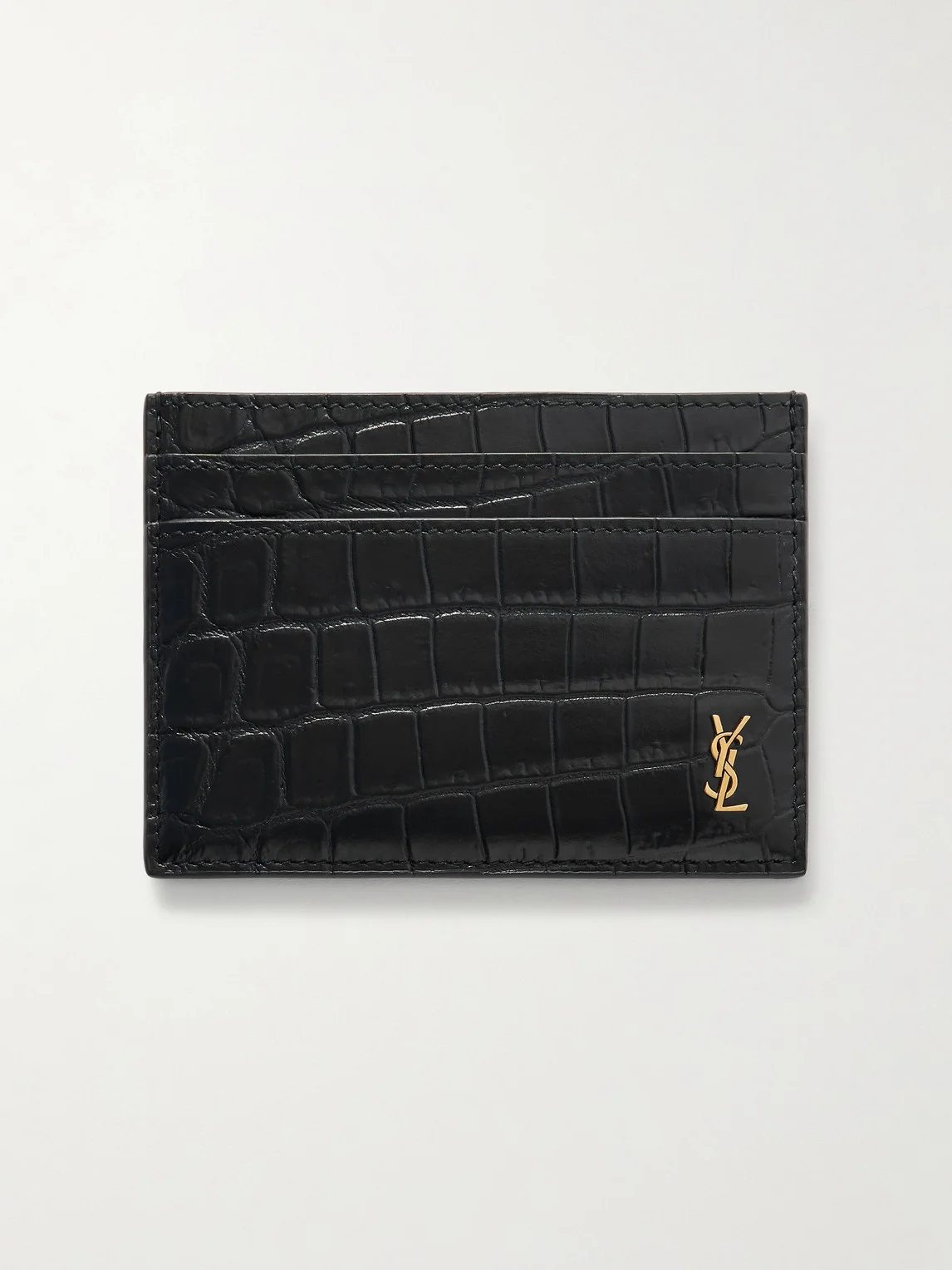Logo-Embellished Croc-Effect Patent-Leather Cardholder - 1