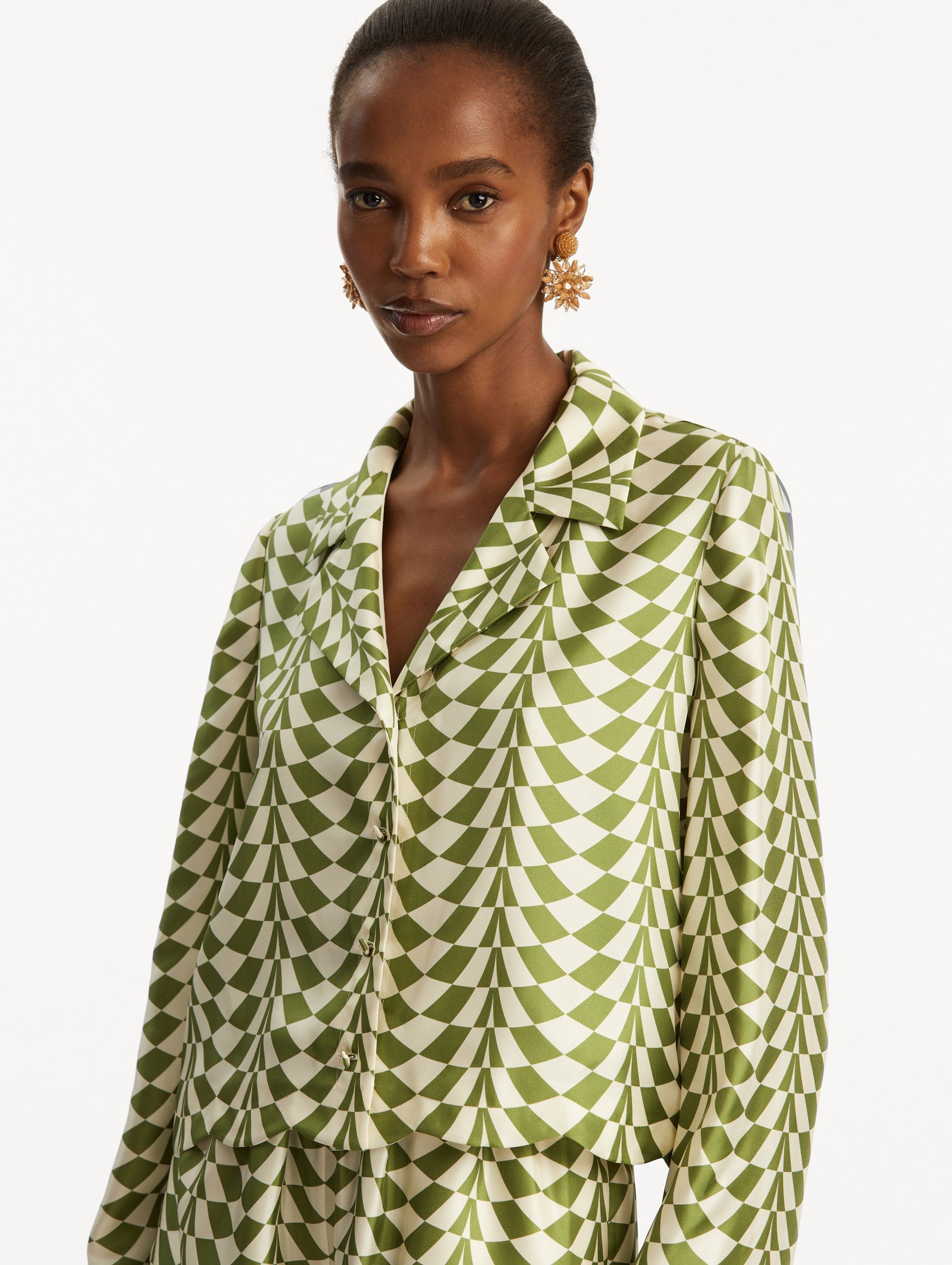 GEO SILK TWILL BLOUSE - 6