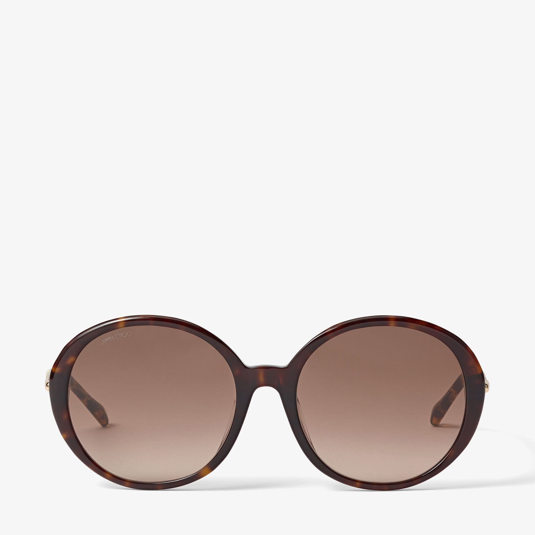 Dagna/F/S 57
Dark Havana Round-Frame Sunglasses with Gold Glitter Fabric - 1