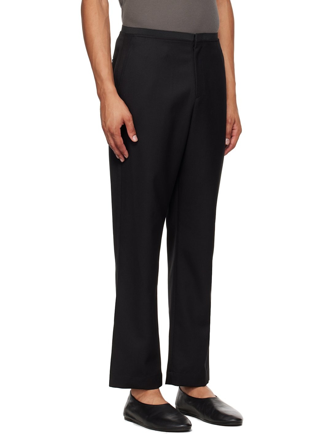 Black Elasticized Waistband Trousers - 2