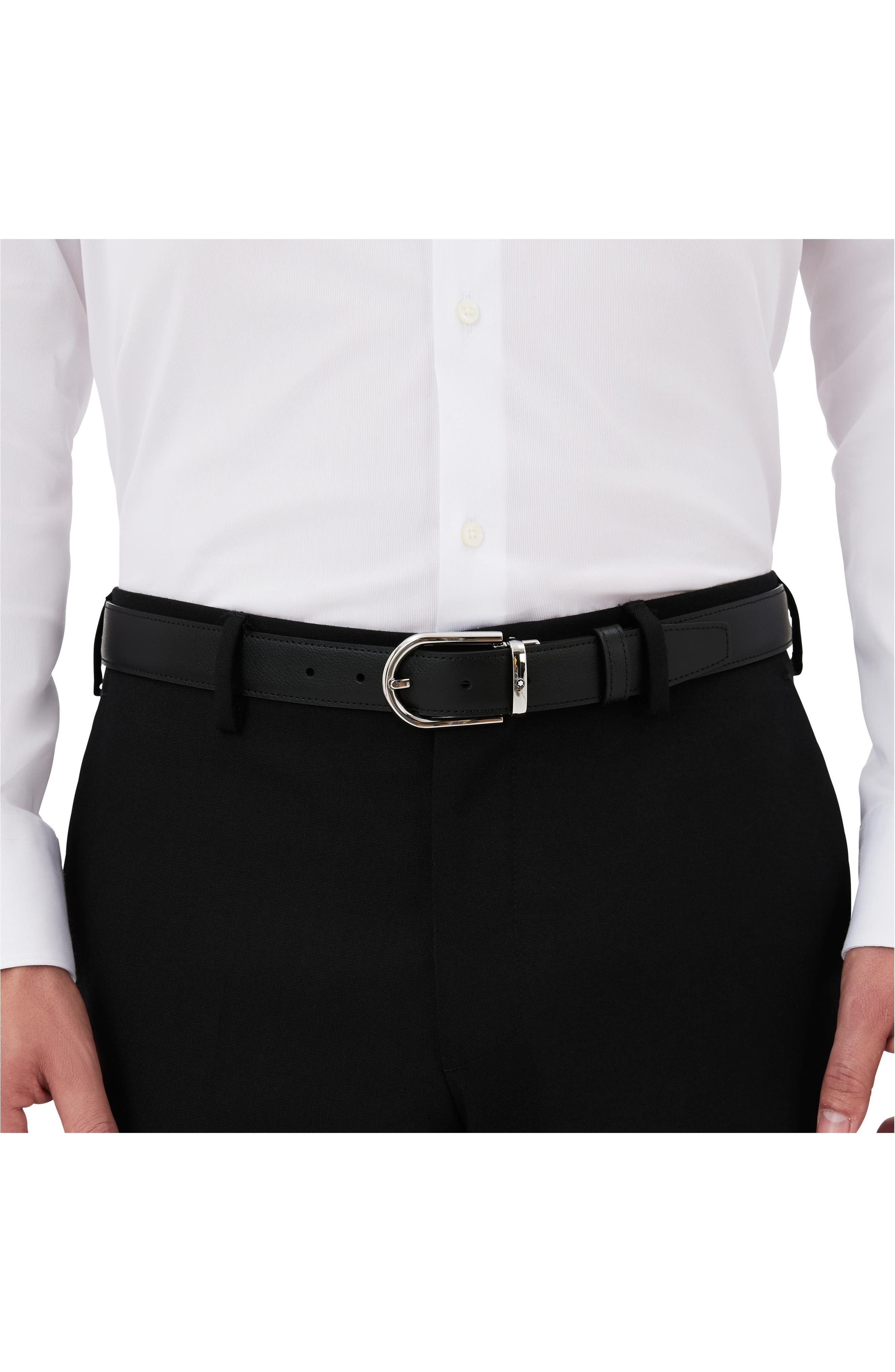 Reversible Horseshoe Buckle Leather Belt - 2