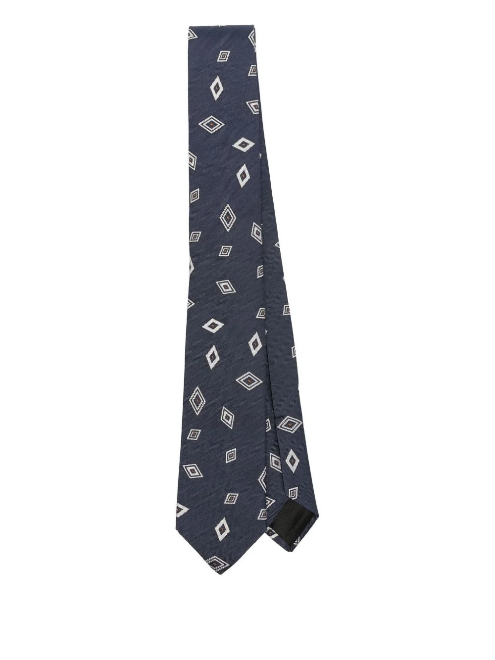 geometric-pattern silk tie - 1