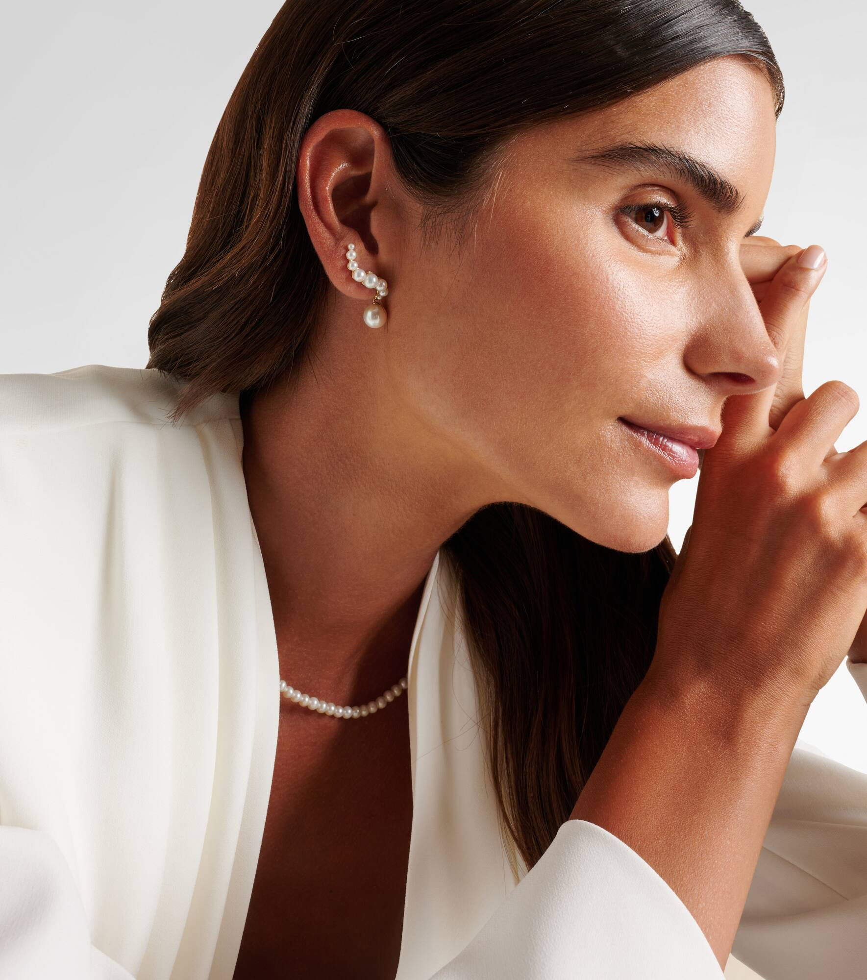 14kt gold drop earrings with pearls - 3