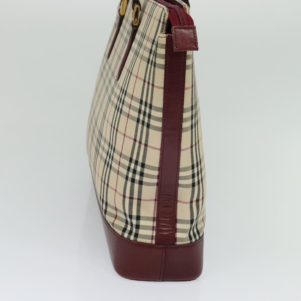 Burberry Nova Check Tote Bag Canvas Leather Beige Red Gold - 5