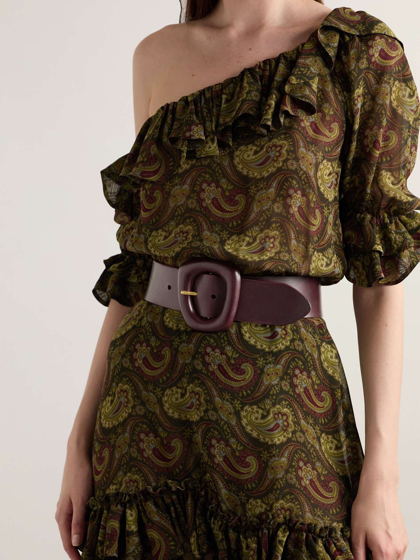 Leather waist belt Dark purple - 4