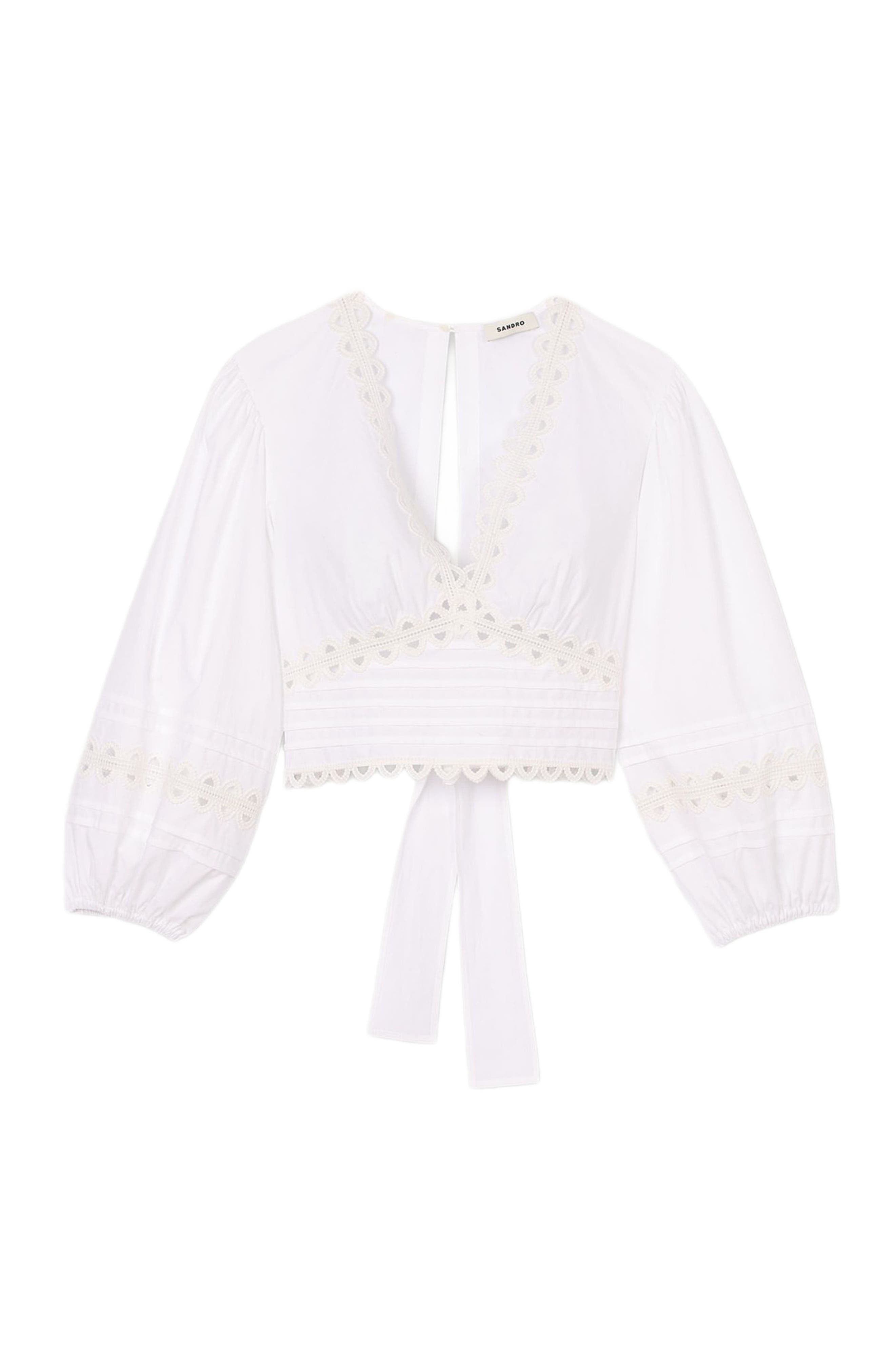 SANDRO Poplin crop top in White at Nordstrom - 6