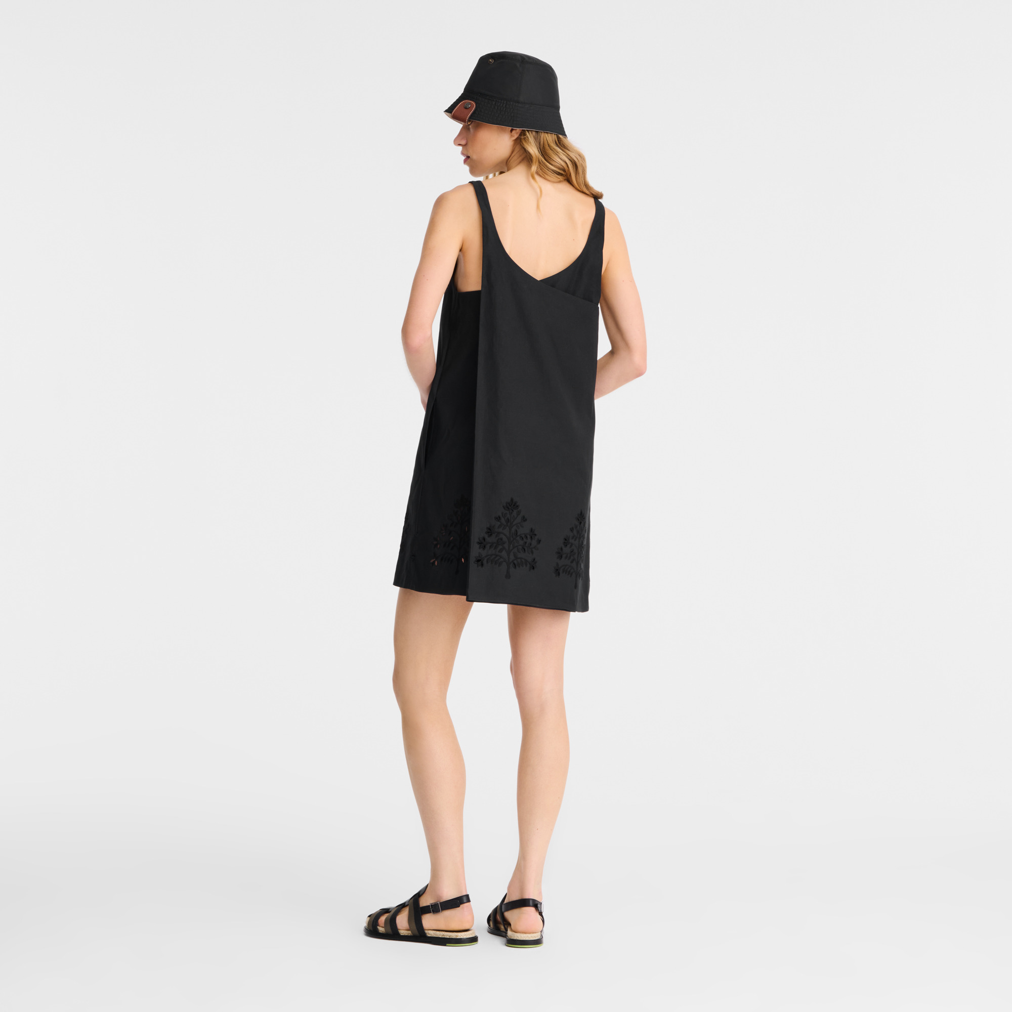 Dress Black - Embroidered canvas - 3