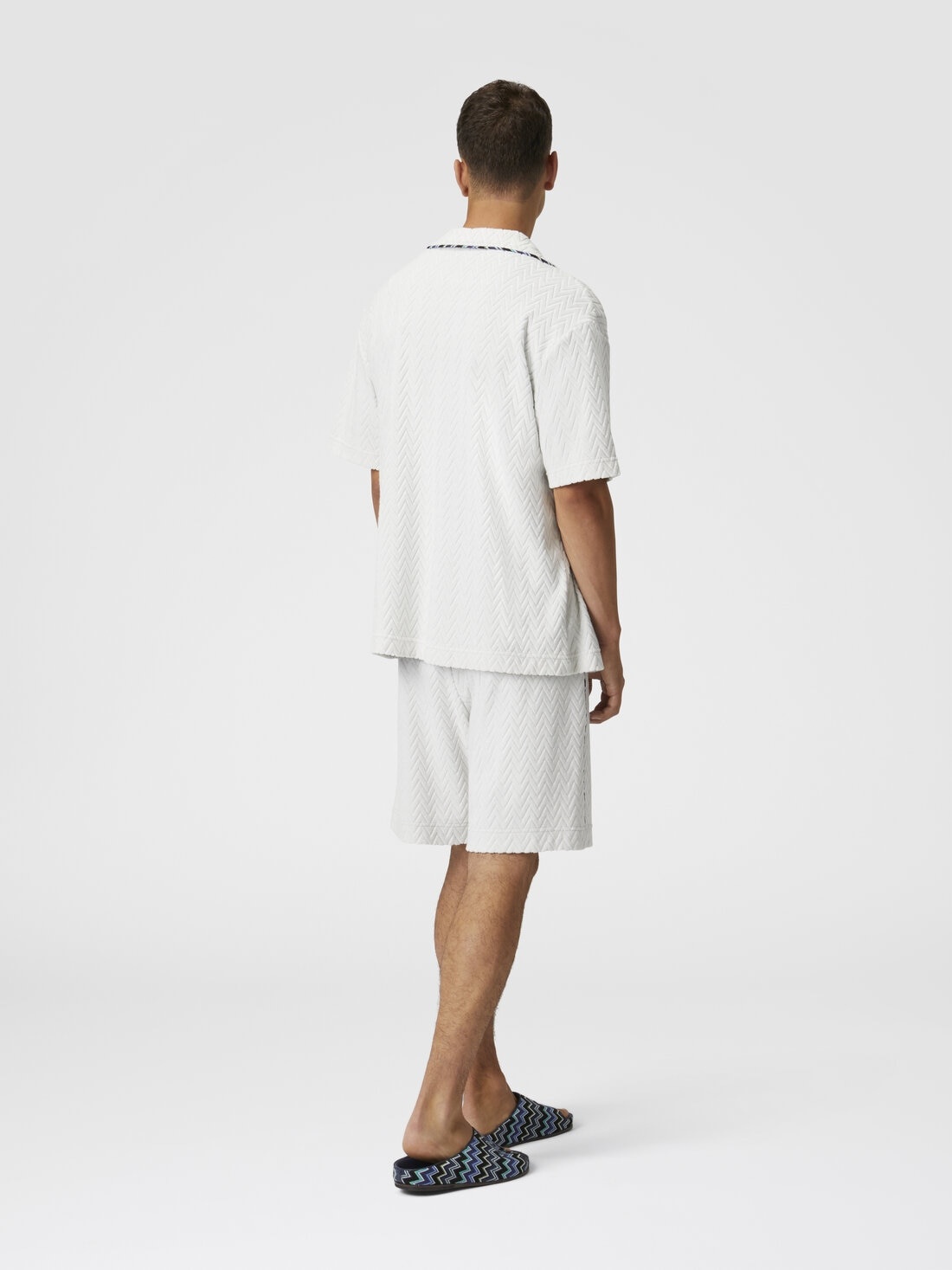 Bowling shirt in zig zag cotton terry with contrasting profiles - 3