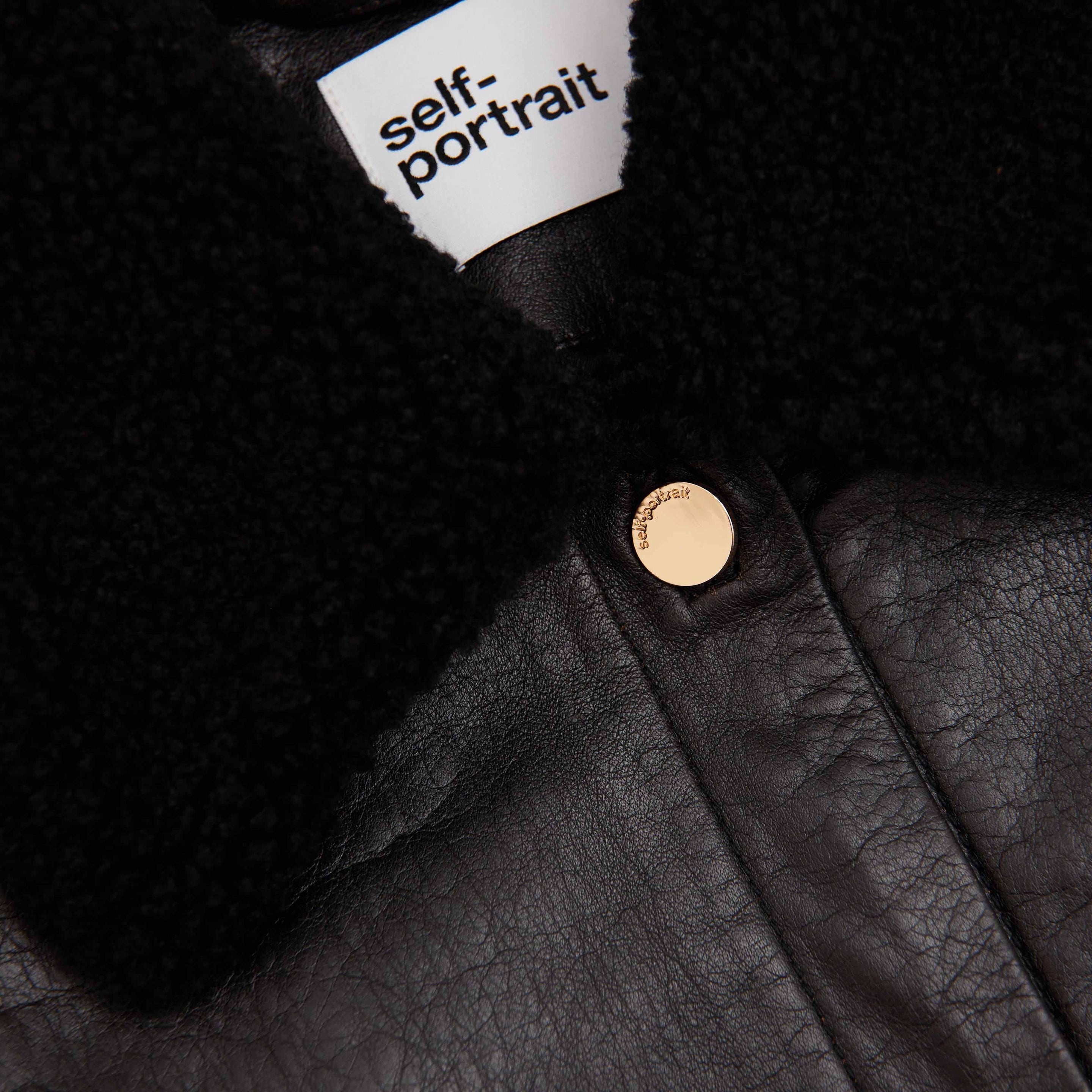 Black Leather Shearling Jacket - 5