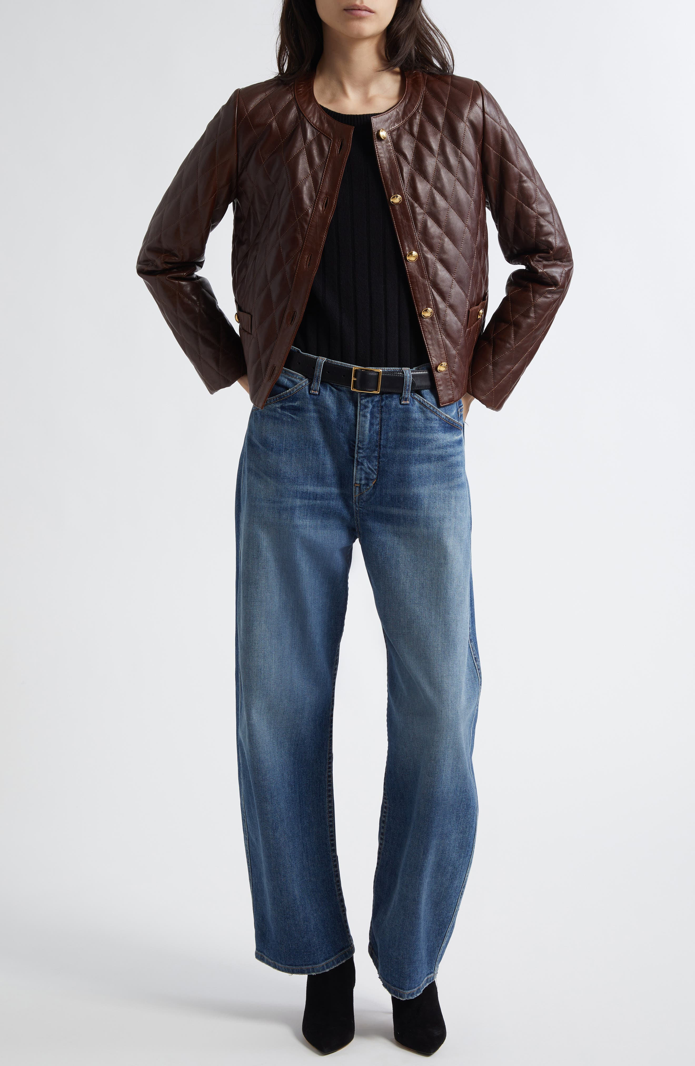 Nili Lotan Amy Quilted Leather Jacket in Bordeaux at Nordstrom - 2