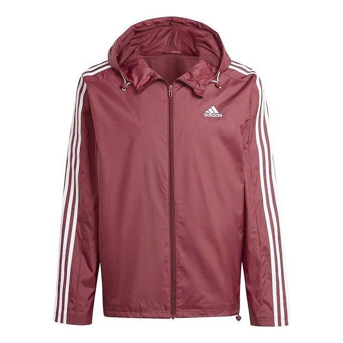 adidas Essential 3-Stripes Woven Windbreaker Asia Sizing 'Shadow Red' IS1335 - 1