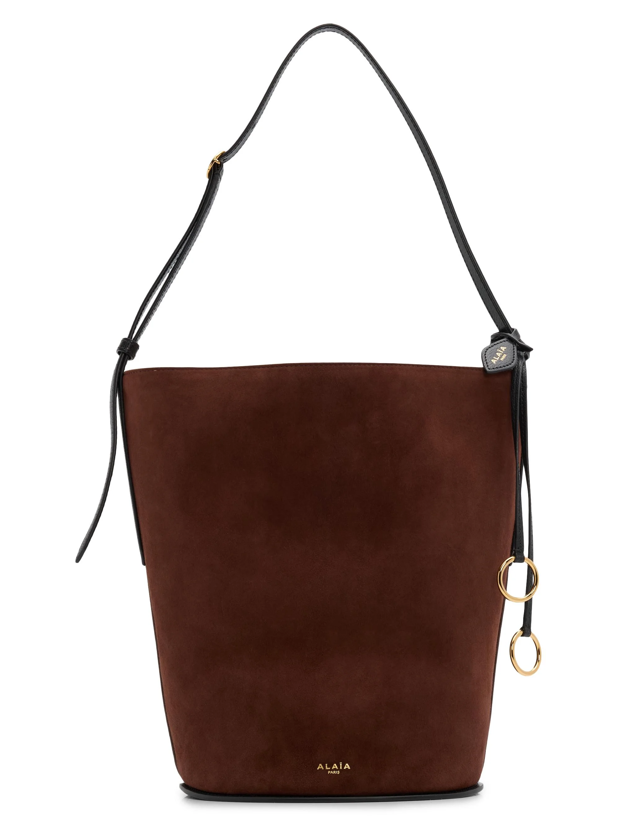 Women's Hip Small Suede Bucket Bag - Brun - 1