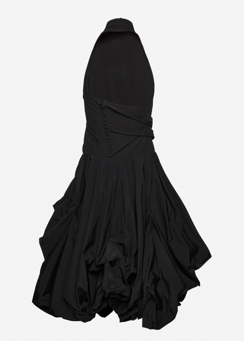 High-neck dress with adjustable skirt in black 2