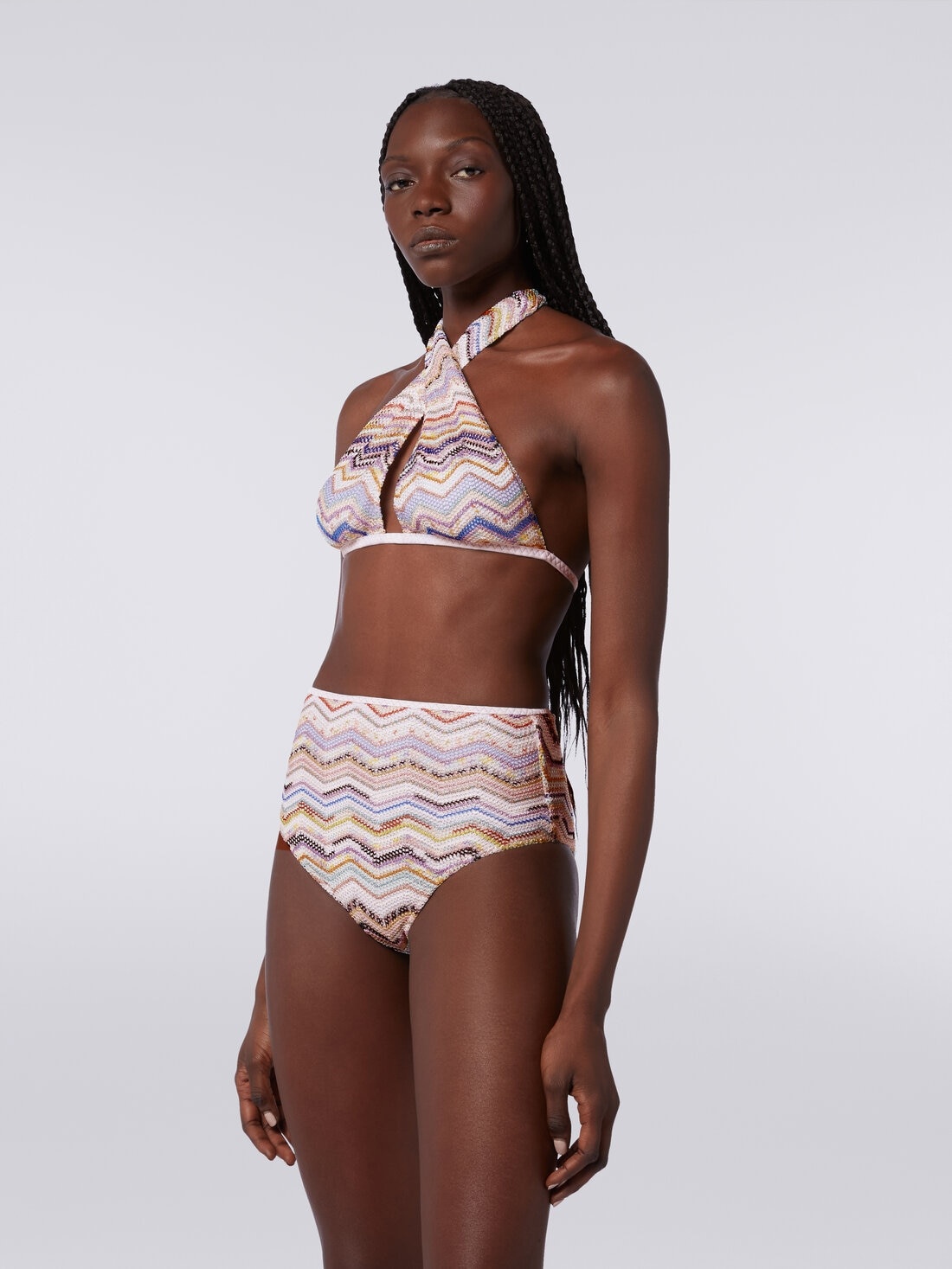 Bikini in crochet with lurex and high-waisted briefs - 3