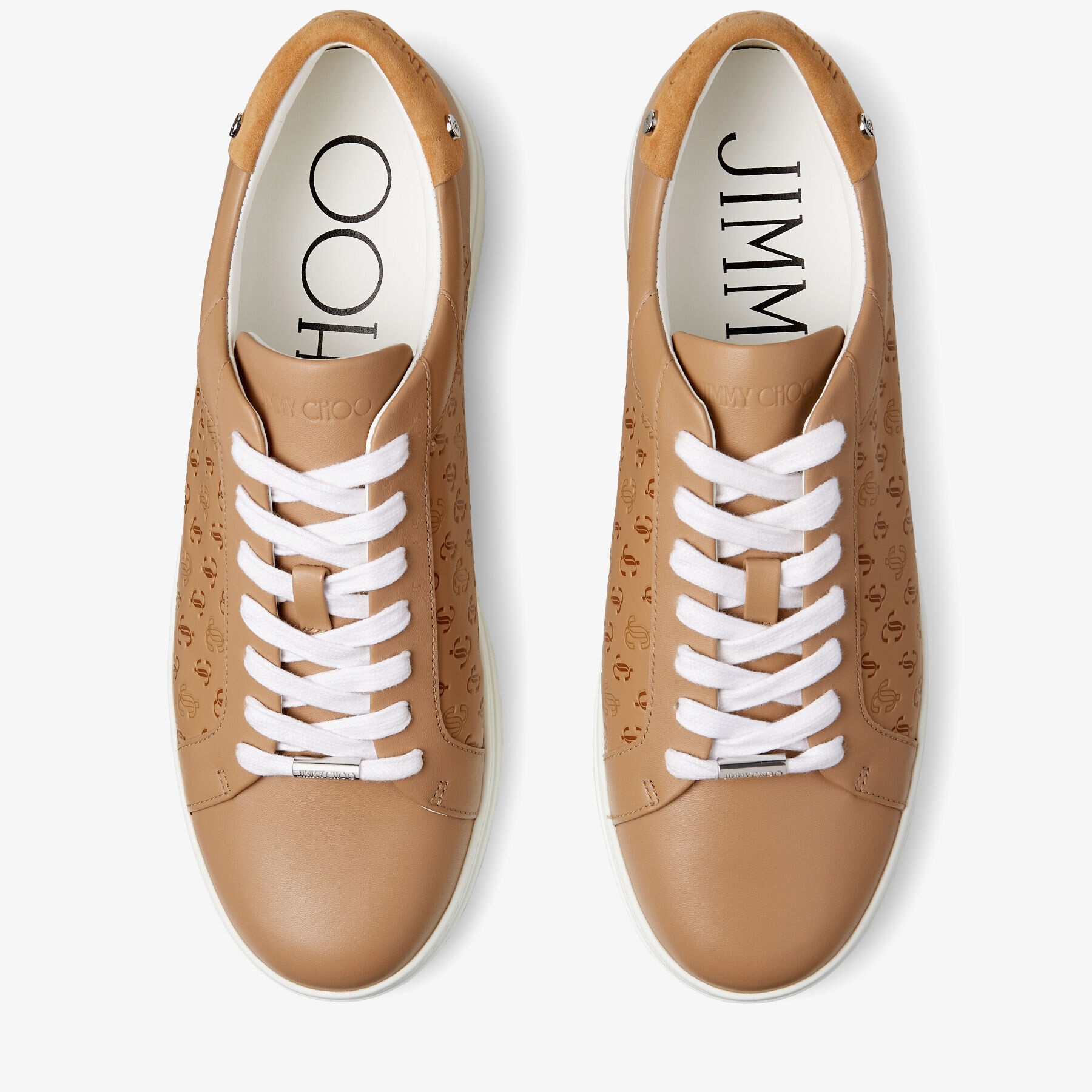 Rome/M
Caramel JC Monogram Pattern and Leather Low-Top Trainers - 4