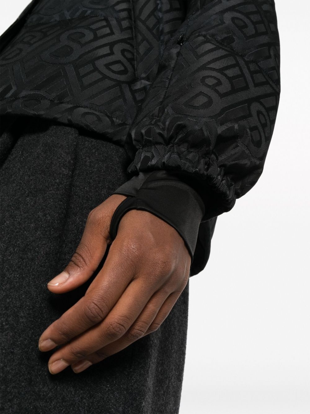 monogram-pattern hooded down jacket - 5