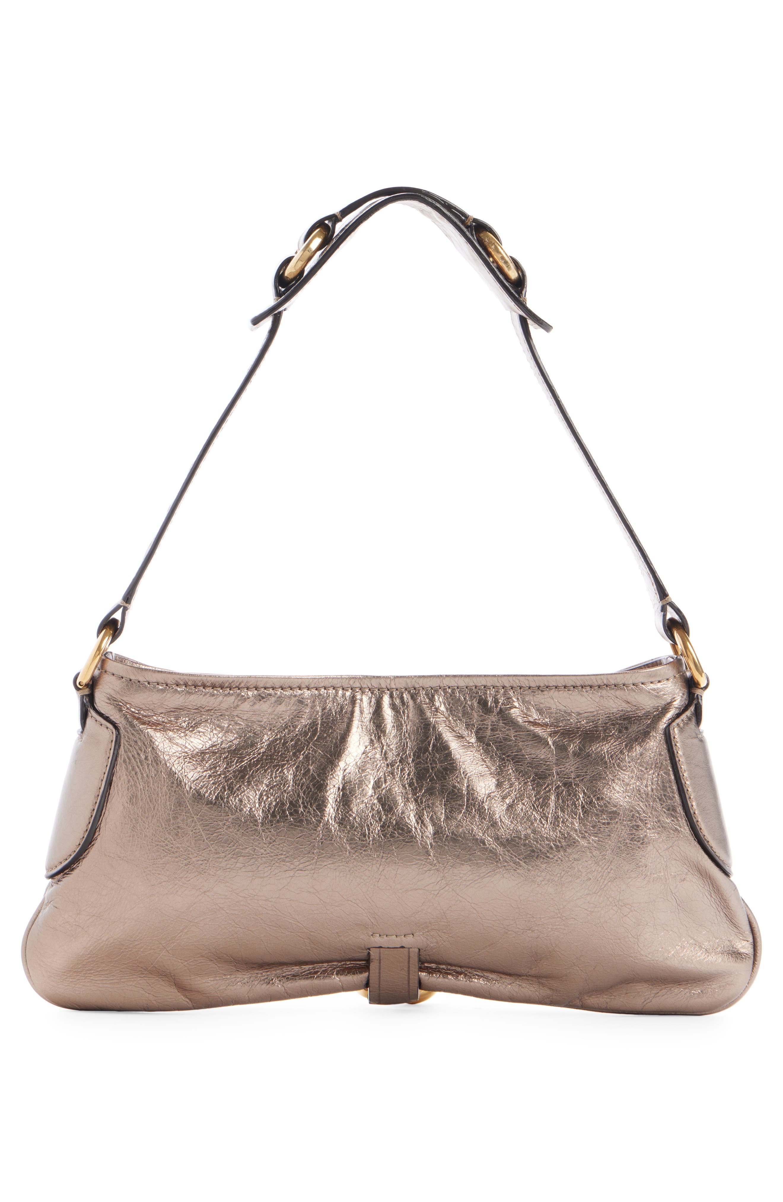 Chloé Kerala 25 Metallic Leather Shoulder Bag in 074 Shiny Grey at Nordstrom - 3