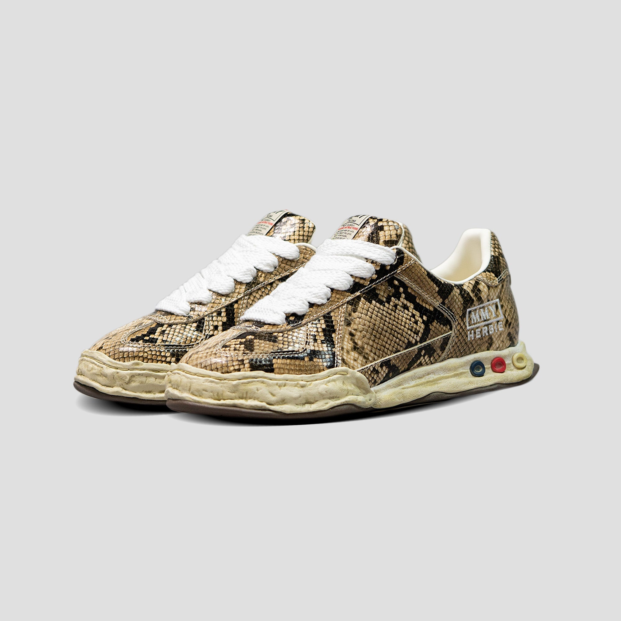 HERBIE OG SOLE PRINTED PYTHON LEATHER LOW-TOP SNEAKERS - 2