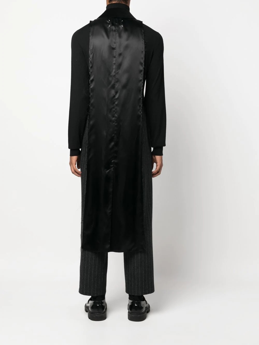 panelled double-breasted sleeveless coat - 4