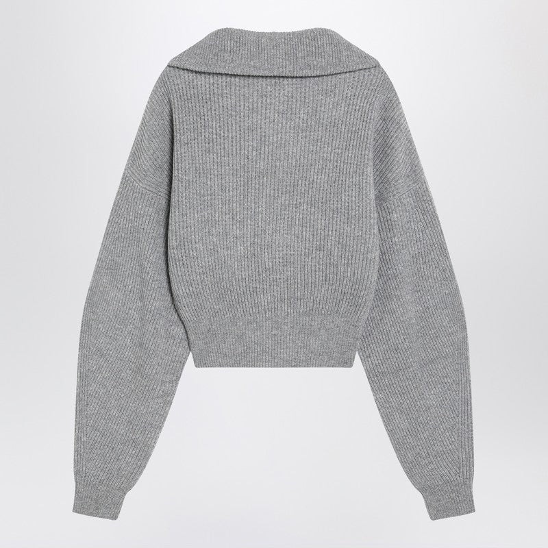 Sportmax Grey zip-up cardigan in wool and cashmere - 2